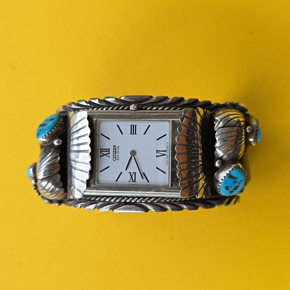 Vintage Navajo Silver and Turquoise Watchband